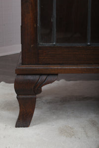 English Mahogany Leaded Glass Bookcase c.1900