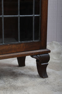 English Mahogany Leaded Glass Bookcase c.1900