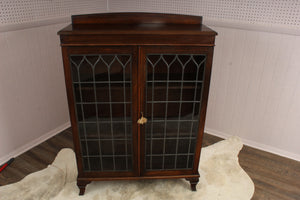 English Mahogany Leaded Glass Bookcase c.1900