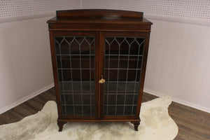 English Mahogany Leaded Glass Bookcase c.1900