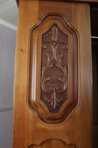 English Satinwood Hand Carved Wardrobe c.1910