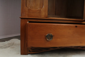 English Satinwood Hand Carved Wardrobe c.1910