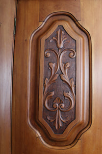 English Satinwood Hand Carved Wardrobe c.1910