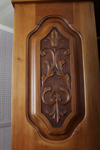 English Satinwood Hand Carved Wardrobe c.1910