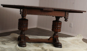 English Oak Drawleaf Table c.1920