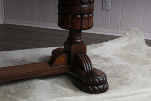 English Oak Drawleaf Table c.1920