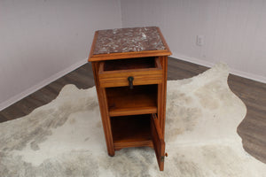 French Marble Top Fruitwood Chevet c.1890