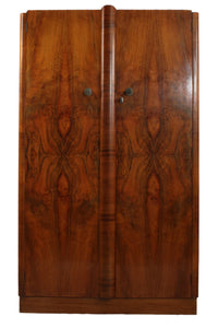 English Burl Walnut Fitted Wardrobe c.1930