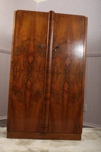 English Burl Walnut Fitted Wardrobe c.1930