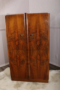 English Burl Walnut Fitted Wardrobe c.1930