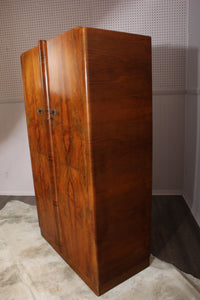 English Burl Walnut Fitted Wardrobe c.1930