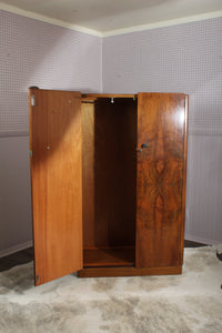 English Burl Walnut Fitted Wardrobe c.1930