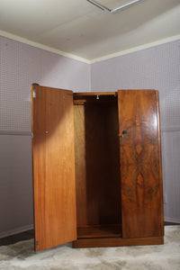 English Burl Walnut Fitted Wardrobe c.1930