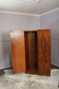 English Burl Walnut Fitted Wardrobe c.1930