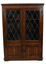 Load image into Gallery viewer, English Oak Leaded Glass Bookcase