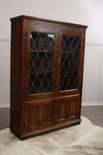 Load image into Gallery viewer, English Oak Leaded Glass Bookcase