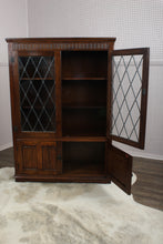 Load image into Gallery viewer, English Oak Leaded Glass Bookcase