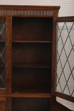 Load image into Gallery viewer, English Oak Leaded Glass Bookcase