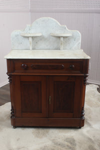 Eastlake Walnut Marble Top Cabinet c.1890