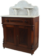 Load image into Gallery viewer, Eastlake Walnut Marble Top Cabinet c.1890