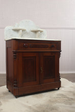 Load image into Gallery viewer, Eastlake Walnut Marble Top Cabinet c.1890