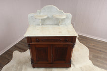 Load image into Gallery viewer, Eastlake Walnut Marble Top Cabinet c.1890