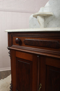 Eastlake Walnut Marble Top Cabinet c.1890