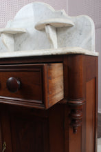 Load image into Gallery viewer, Eastlake Walnut Marble Top Cabinet c.1890