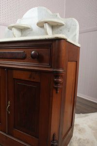 Eastlake Walnut Marble Top Cabinet c.1890