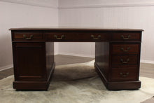 Load image into Gallery viewer, English Mahogany Tooled Leather Top Partners Desk c.1900