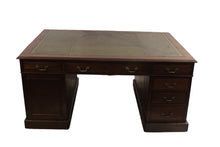 Load image into Gallery viewer, English Mahogany Tooled Leather Top Partners Desk c.1900