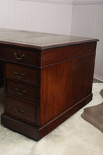 Load image into Gallery viewer, English Mahogany Tooled Leather Top Partners Desk c.1900