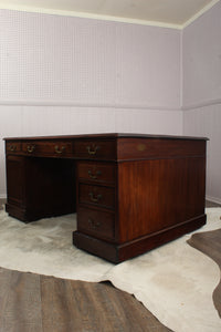 English Mahogany Tooled Leather Top Partners Desk c.1900