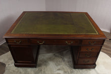 Load image into Gallery viewer, English Mahogany Tooled Leather Top Partners Desk c.1900