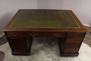 English Mahogany Tooled Leather Top Partners Desk c.1900