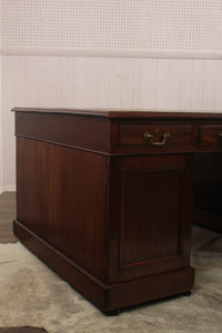 English Mahogany Tooled Leather Top Partners Desk c.1900