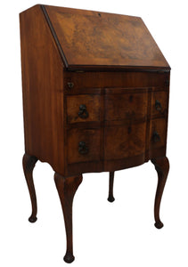 English Burl Walnut Fall Front Desk c.1900