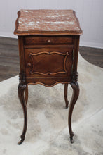 Load image into Gallery viewer, French Walnut Marble Top Chevet c.1890