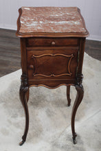 Load image into Gallery viewer, French Walnut Marble Top Chevet c.1890