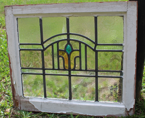 Antique English Stained Glass in Original Frame