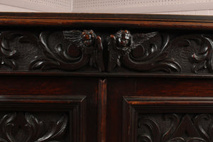 French Heavily Carved Oak Cabinet c.1880