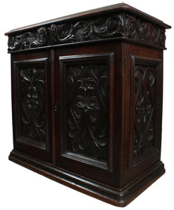 French Heavily Carved Oak Cabinet c.1880