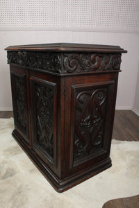 French Heavily Carved Oak Cabinet c.1880