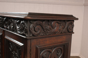 French Heavily Carved Oak Cabinet c.1880