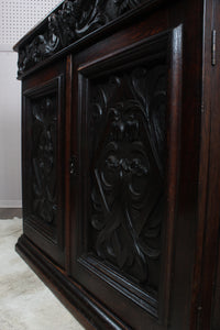 French Heavily Carved Oak Cabinet c.1880