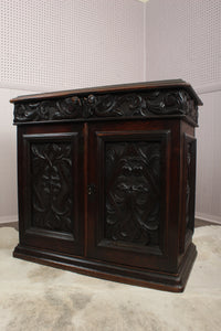 French Heavily Carved Oak Cabinet c.1880