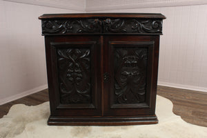 French Heavily Carved Oak Cabinet c.1880