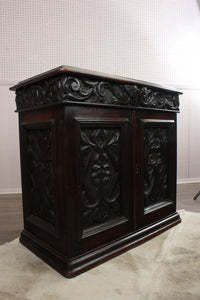 French Heavily Carved Oak Cabinet c.1880