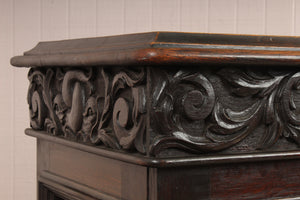 French Heavily Carved Oak Cabinet c.1880