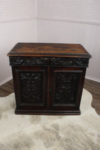 French Heavily Carved Oak Cabinet c.1880